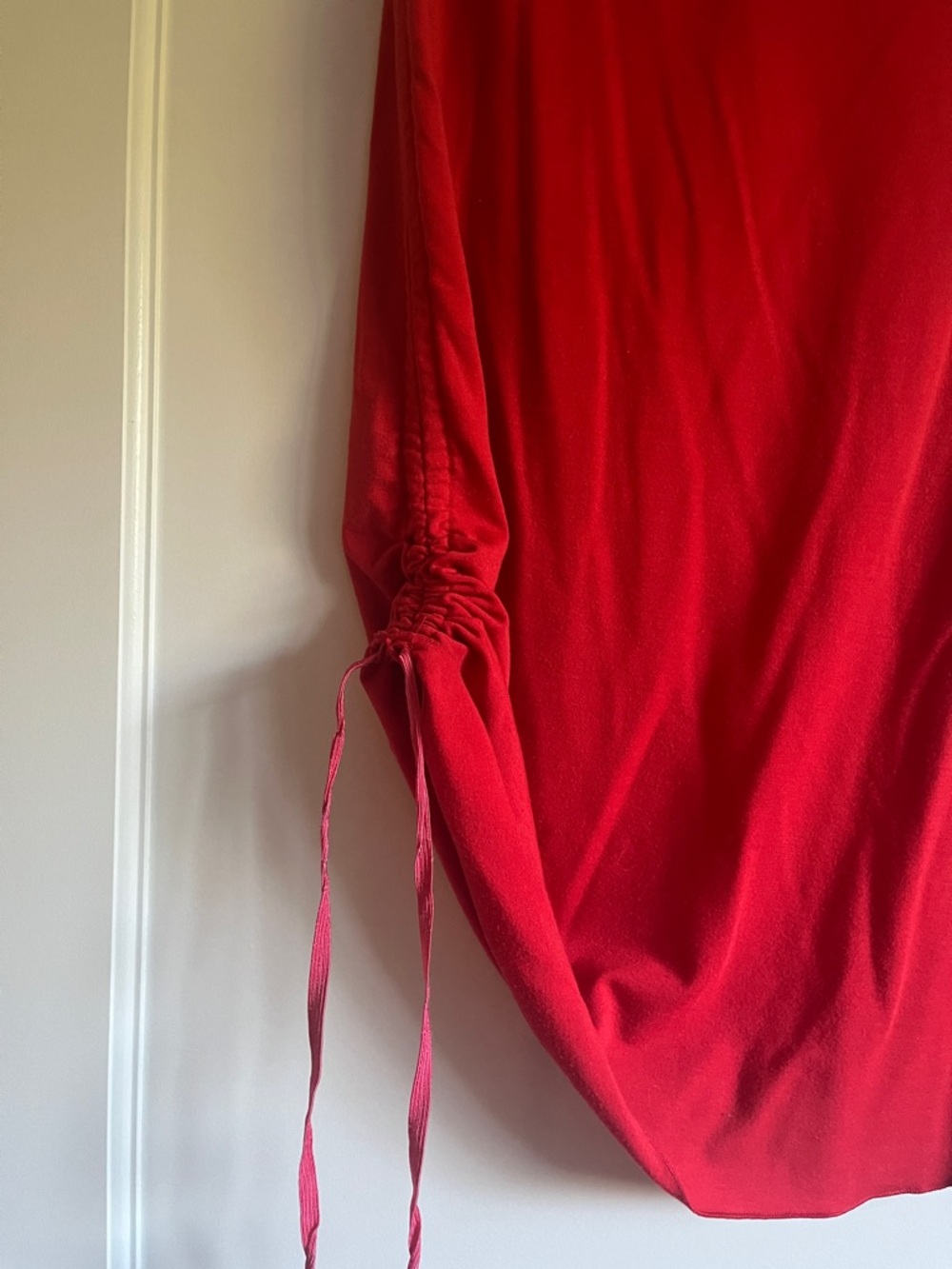 Red Midi Drawstring Skirt - Picture 2 of 5